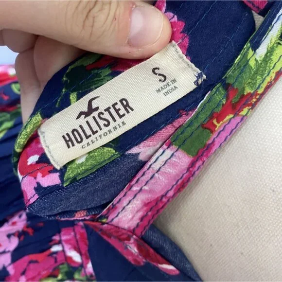 ⭐ 3/$15 Hollister Small Blue Pink Floral Y2K Ruffle Babydoll Mini Dress - Picture 8 of 11